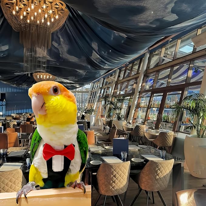 Bird Diapers Bird Harness Tuxedo Flight Suits with 80in Flying Leash Parrot Nappy with Waterproof Inner Layer Urine Wet Suite for Cockatiel Conure Parakeet Macaw Budgie-Black,L