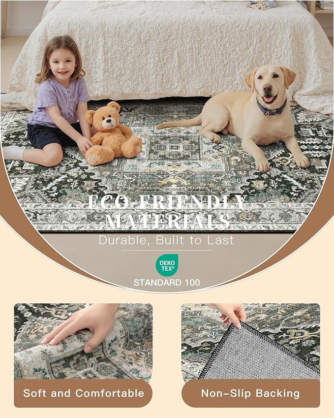 Madane Washable Kitchen Runner Rug 2x6, Ultra-Thin Non-Slip Hallway Runner
