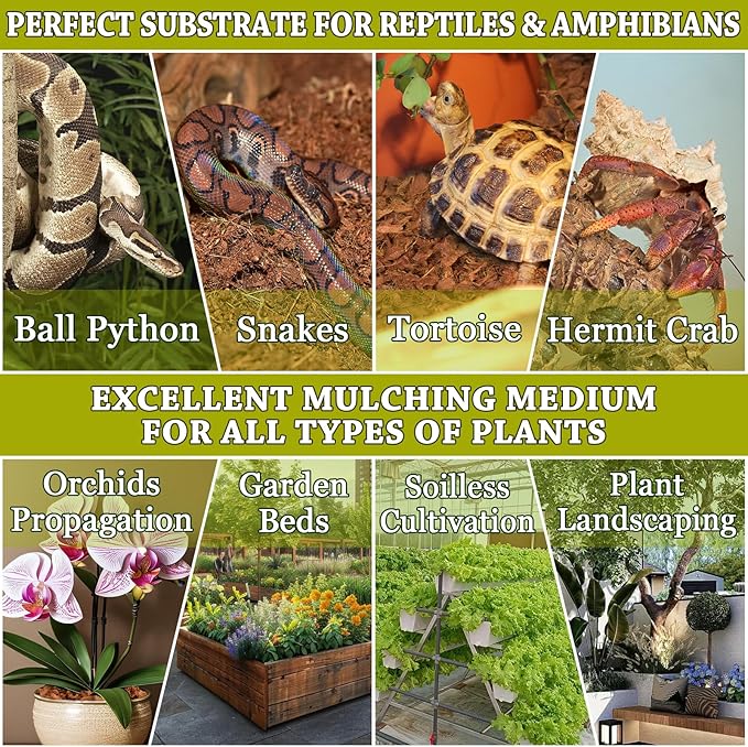 ZeeDix 3PCS Coconut Husk for Reptiles, Organic Coconut Chips Substrate Coco Husk Snake Bedding, Coco Coir Chips Reptile Substrate for Ball Python, Tortoises, Geckos, Lizards, Hermit Crab, Lizard