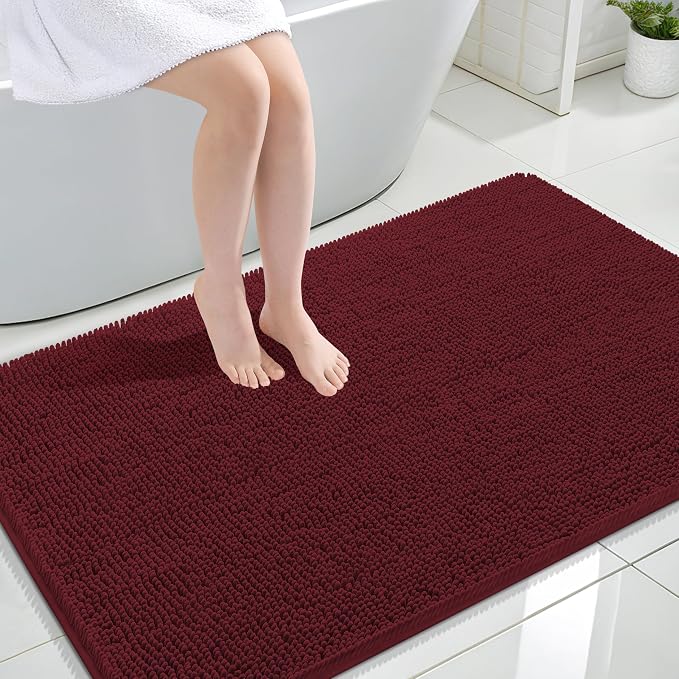 OLANLY Large Bathroom Rugs 44x32, Soft Absorbent Chenille Bath Rugs, Rubber