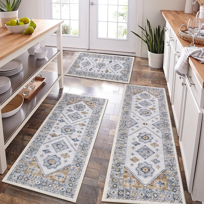 HEBE Boho Kitchen Rug Sets 3 Piece