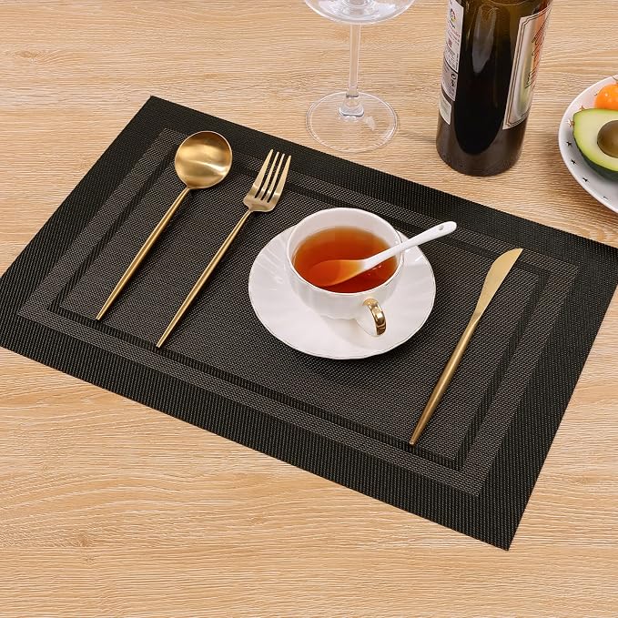 SHACOS Woven Vinyl Placemats Set of 4 Wipe Clean Place Mats