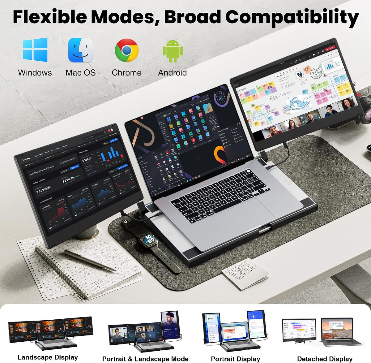 CIDETTY Upgraded Laptop Screen Extender Portable Monitor, 14" 1080P FHD IPS Screen,Monitor Extender for Laptop,Fit for 13-17" Laptops, Plug & Play Compatiable with Wins/Mac/Android/Switch