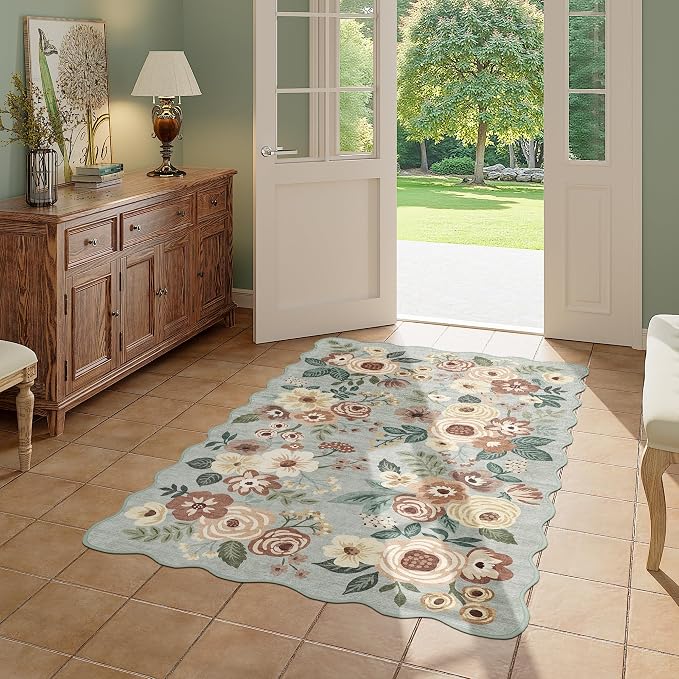 DUKINO 3x5 Area Rug, Floral Non-Slip Indoor Washable Rug