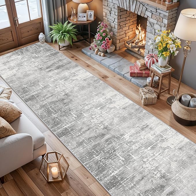 2'6x14 Abstract Kitchen Area Rugs: Farmhouse Washable Non-Slip Long Hallway Rug