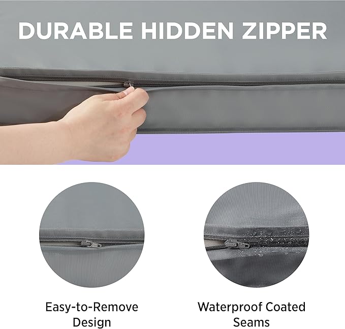 LE SURE Waterproof Dog Bed Cover Replacement Washable - XL Size for Pet Mat 44x32x3 Inches, Grey