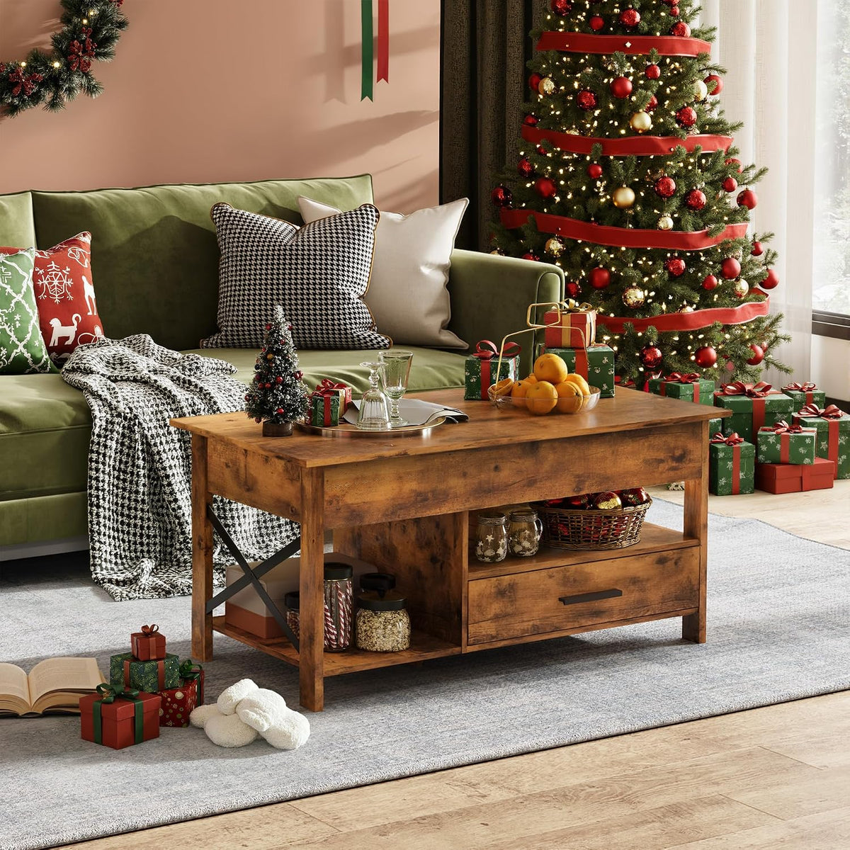 WLIVE Lift Top Coffee Table for Living Room/Dining/Office, Brown
