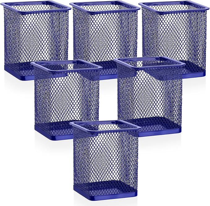 Segarty Pen Cup Holder, 6 Pack Square Dark Blue Pen Holder