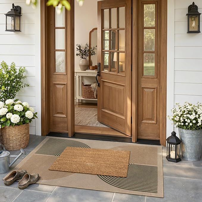 Lahome Modern Rainbow Easy Jute 3x5 Patio Rug, Washable Rugs
