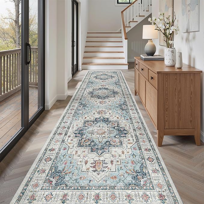 Madane Hallway Rug 3x10, Kitchen Rugs Washable Entryway Rug Vintage Kitchen