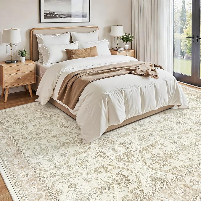 Soalmost Area Rug 10x12 Vintage Washable Living Room Large Carpet Non Slip
