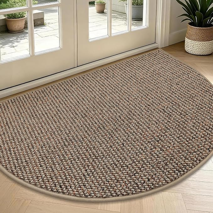 BEQHAUSE Dirt Trapper Door Mat 36" x 60" Half Circle Non Slip Washable Doormats