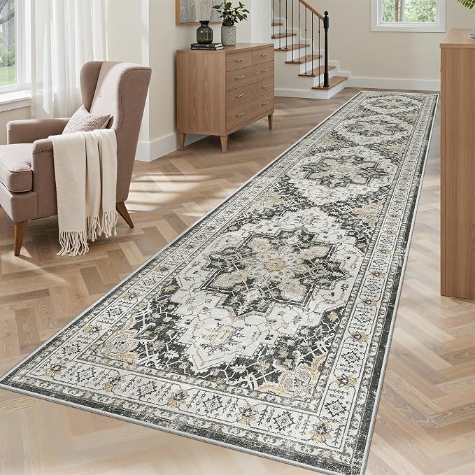 Madane Hallway Runner Rug 2'6''x12' Kitchen Runner, Non Slip Vintage Runners