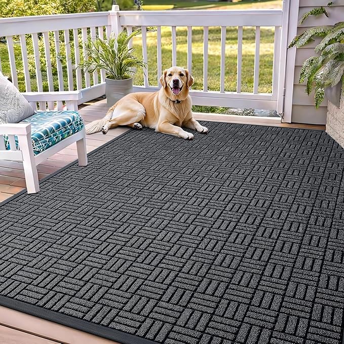 OLANLY Front Door Mat Outside Entrance 71x47, Heavy Duty Sturdy Natural Rubber