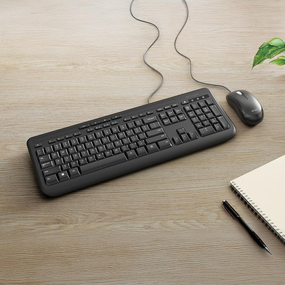 Incase Wired Desktop 600 Keyboard & Mouse Combo – Designed by Microsoft – Four Hot Keys, Spill-Resistant Keyboard, Quiet-Touch Keys, Optical Mouse, Left/Right Mouse with 800 DPI Sensor – Black