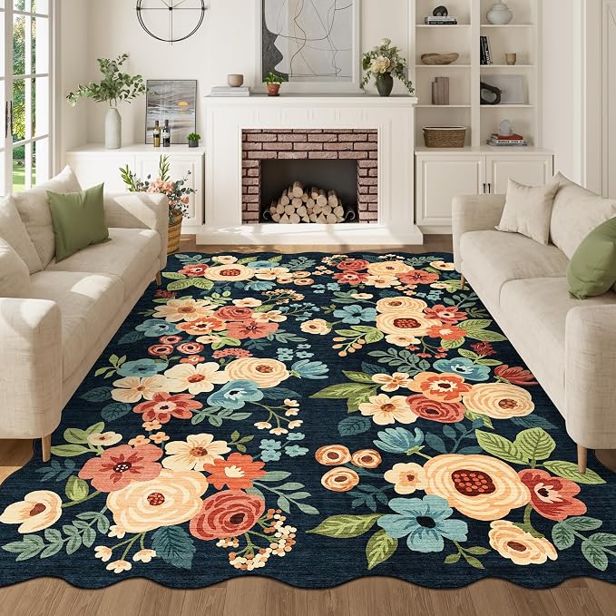 DUKINO 6x9 Area Rug, Floral Washable Rugs