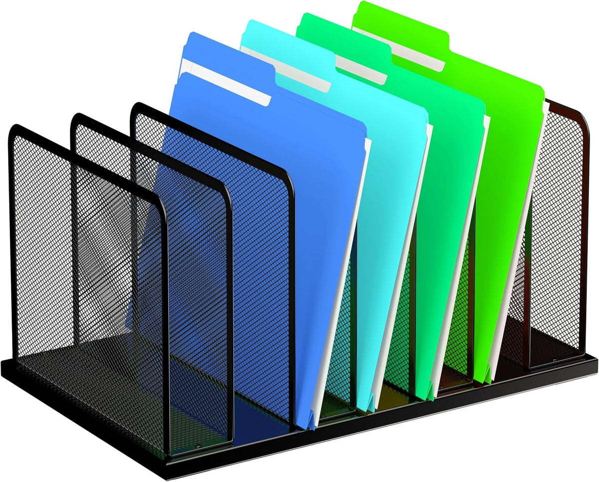 Kuntine.B 7-Section Upright Desk File Organizer Black 1 Pack