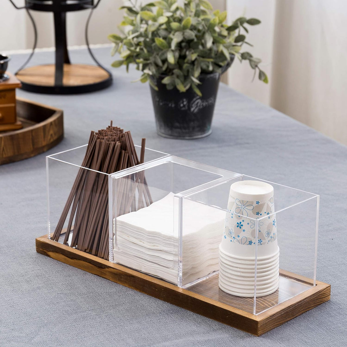 MyGift Coffee & Tea Station Organizer with Acrylic Compartments, 4 Piece