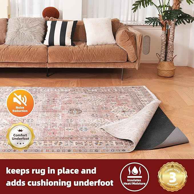 BAGAIL Felt and Natural Rubber Backing Rug Pads 1/8” Thick, 2 x 8 Ft Non Slip
