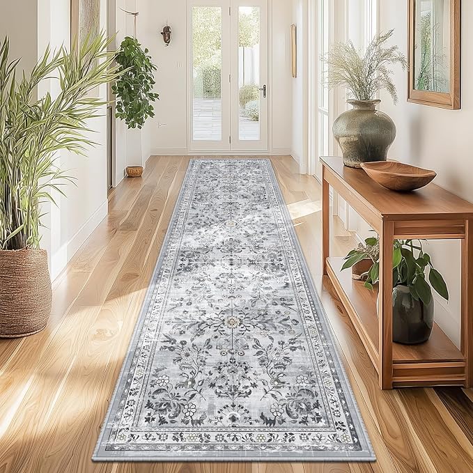Yamaziot Washable Runner Rug 2x8 – Non Slip Boho Floral Hallway Runner Rug