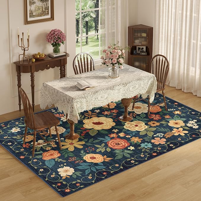 DUKINO 9x12 Area Rug, Floral Rugs