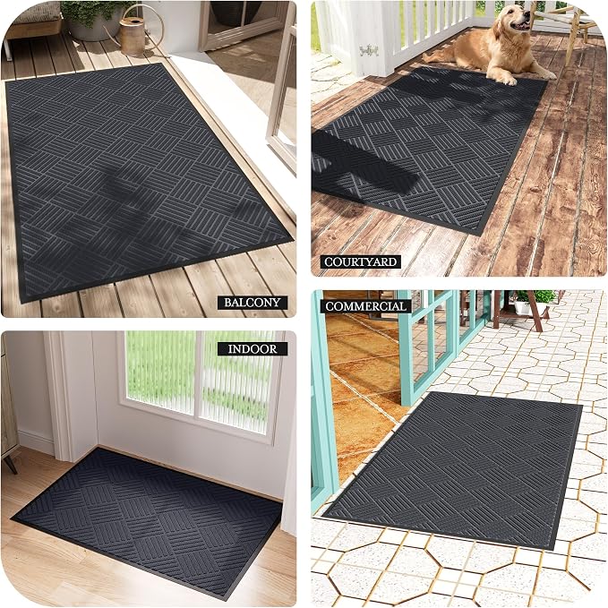 Front Door Mat Outside Entrance, Absorbent Dirt Resist Dog Door Mat, Heavy Duty