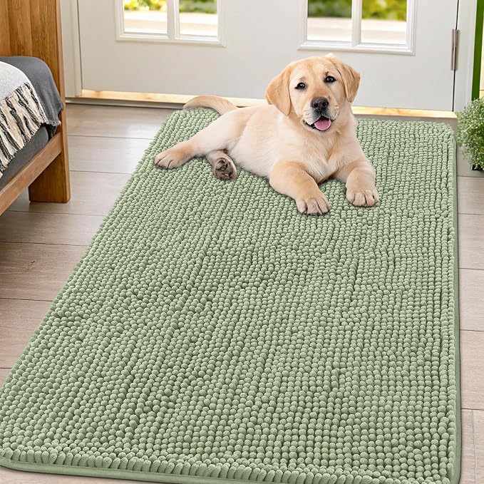 Smiry Dog Door Mat for Muddy Paws 47x32, Absorbent Dirt Trapper, Non-Slip