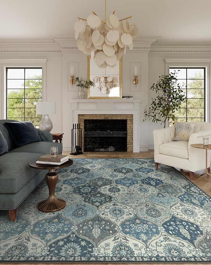 Lahome Moroccan Trellis Washable Rugs 9x12, Soft 9x12 Area Rug