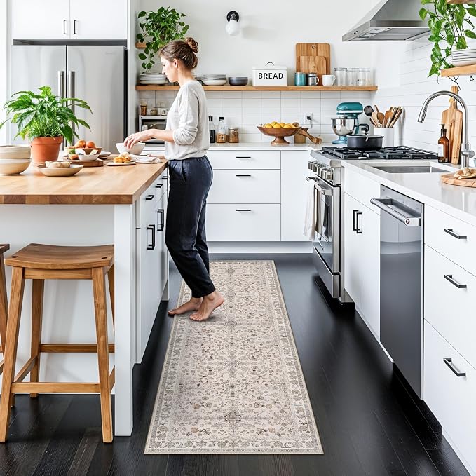 2x6 Washable Kitchen Runner Rug – Boho Vintage Non-Slip Carpet Runner