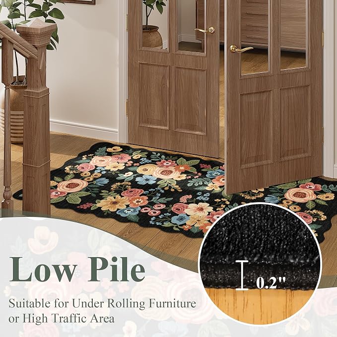 DUKINO 3x10 Washable Runner Rug, Non Slip Floral Ultra Soft Runner