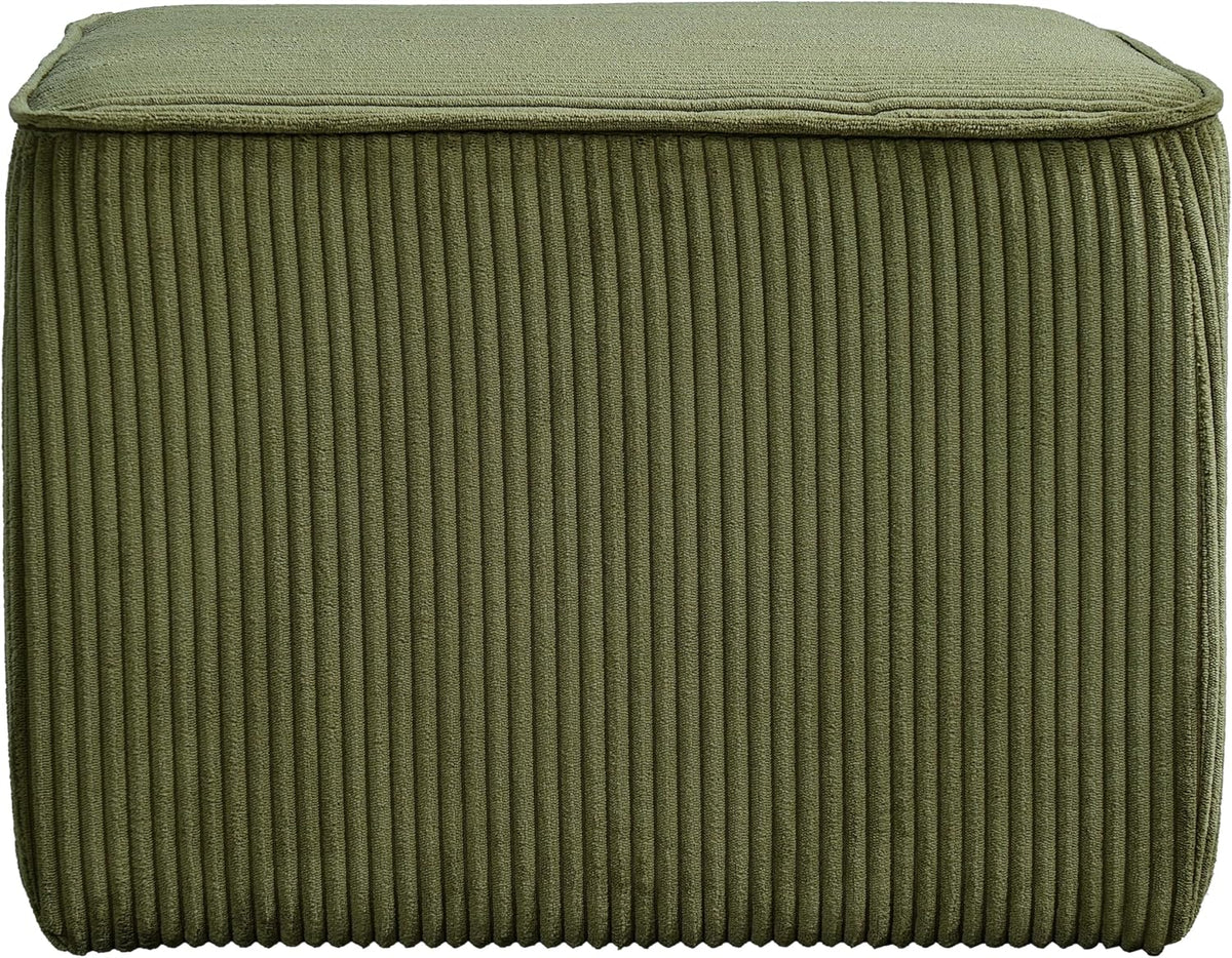 Christopher Knight Home Isa Corduroy Pouf Ottoman Foot Rest, Square Fabric Pouffe Ottoman Footstool, Living Room Sofa Couch Extra Seat, Modern Coffee Table for Home Office/Bedroom, Olive Green