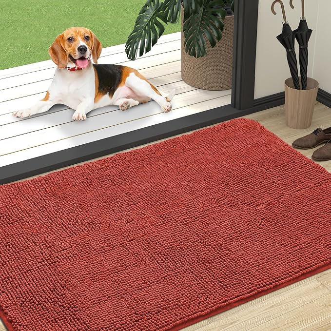 OLANLY Dog Door Mat for Muddy Paws 47x32, Absorbs Moisture and Dirt, Absorbent