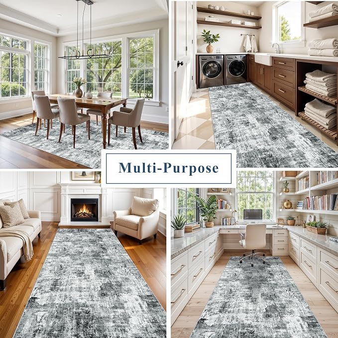 4x10 ft Extra Wide Hallway Rug – Non-Slip Washable Rubber-Backed Large Carpet