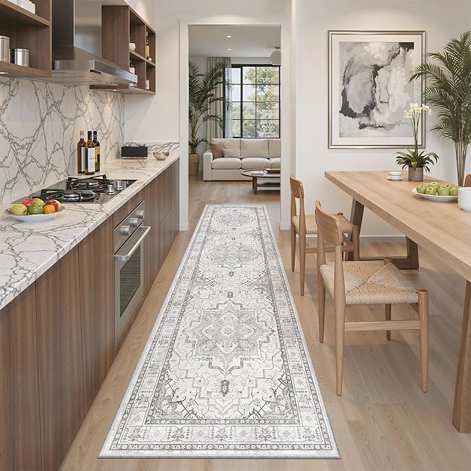 Madane Runner Rug 2x8, Washable Hallway Runner Rugs, Non-Slip Low-Pile Soft