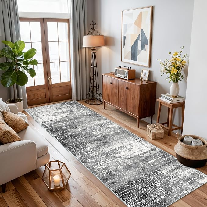 Washable 2X10 Kitchen Area Rug: Entryway Abstract Rug Runner Soft Bedroom
