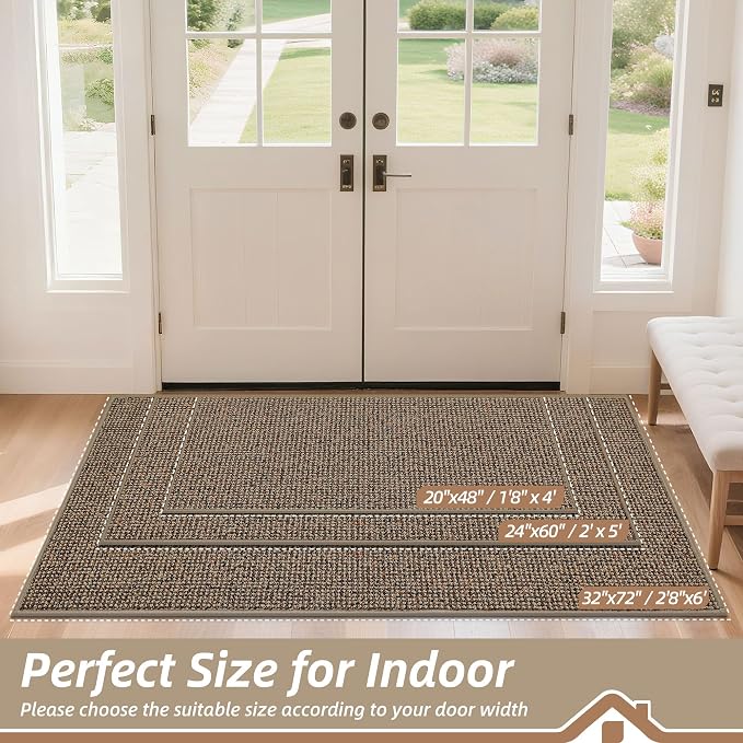 BEQHAUSE Dirt Trapper Door Mat 32" x 72", Non-Slip Washable Doormats Entrance