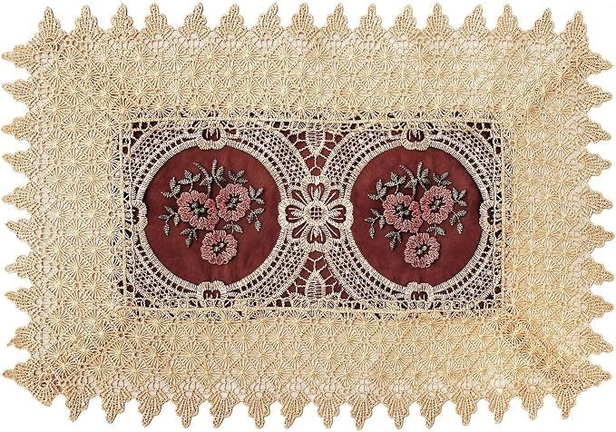 Set of 4 Burgundy Lace Table Placemat Rectangular 12 × 18 Inch