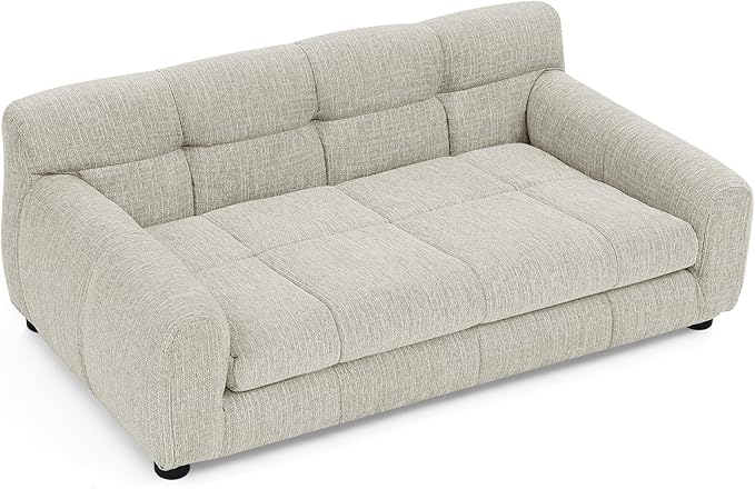 38" Dog Couch Bed for Large with Backrest and Armrest, Modern Pet Bed Comfortable Dog Couch for Medium and Large Dogs, Linen Fabric (Beige)