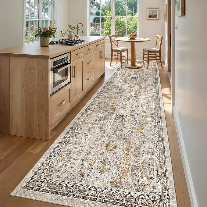 Madane Hallway Rug 3x10, Kitchen Rugs Washable Entryway Rug Vintage Kitchen