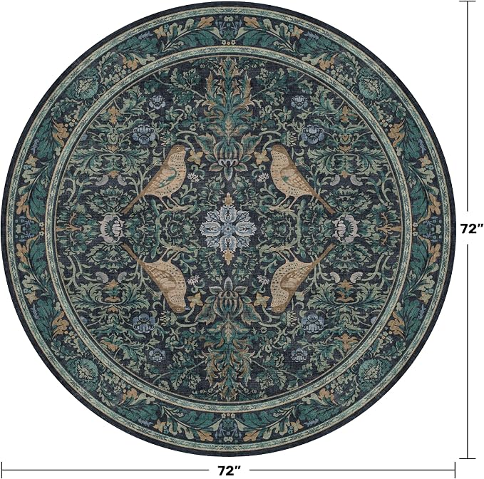 Washable Round Area Rug 6ft for Living Room, Soft Round Carpet Non-Slip