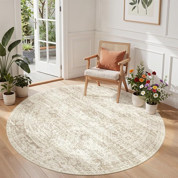Round Rug 6ft, Washable Circle Rug