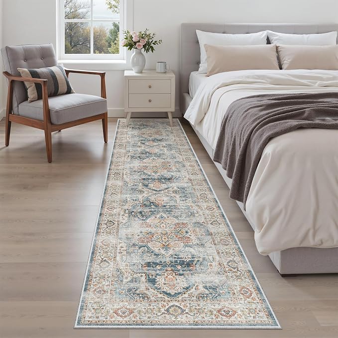 Madane Runner Rug 2x8, Washable Hallway Runner Rugs, Non-Slip Low-Pile Soft