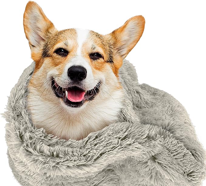 The Dog’s Blanket – Faux Fur Dog Blanket, Silver Grey, Large, 28x42
