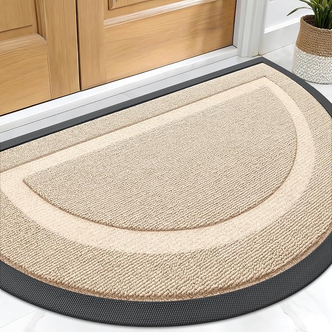 OLANLY Half Circle Door Mat Indoor Outdoor Entrance Welcome, Waterproof