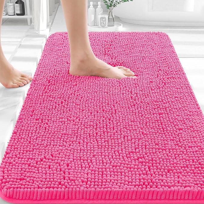 OLANLY Bathroom Rugs 35x24, Extra Soft Absorbent Chenille Bath Rugs, Rubber