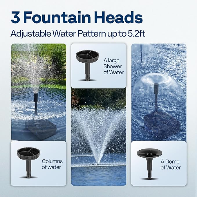 VIVOHOME All-in-One Pond Filter Fountain System Kits, 260 GPH Submersible Water