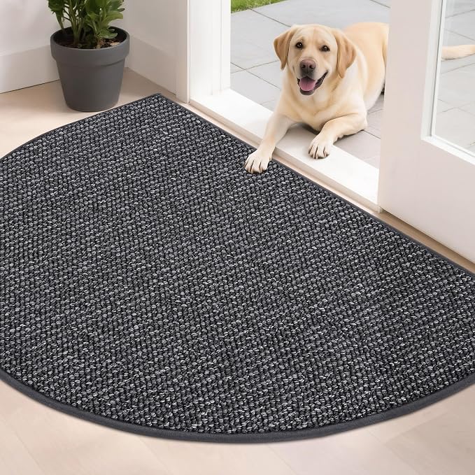 BEQHAUSE Dirt Trapper Door Mat 32" x 48" Half Circle Non-Slip Washable Doormats