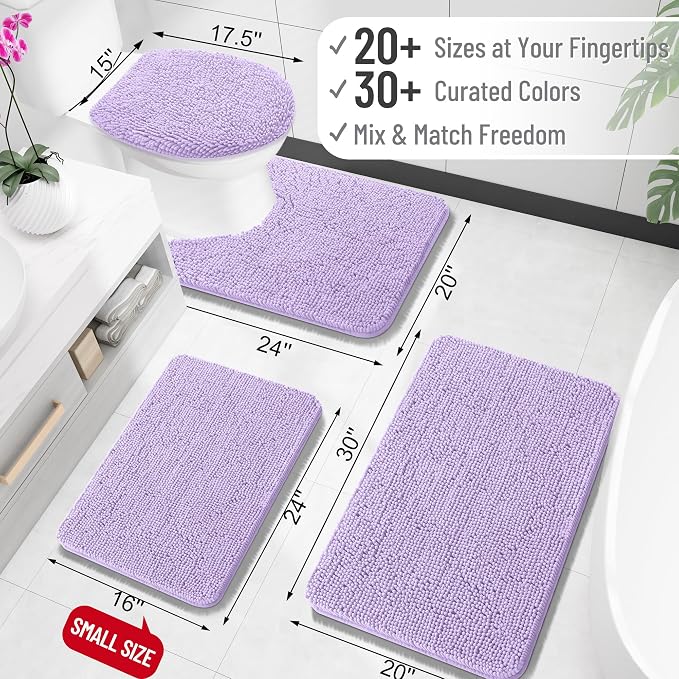 OLANLY Bathroom Rugs 35x24, Extra Soft Absorbent Chenille Bath Rugs, Rubber