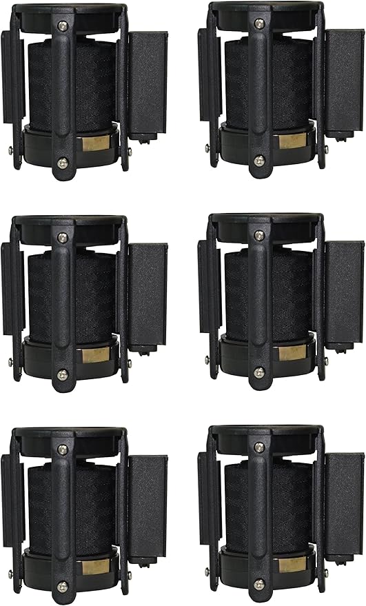 Retractable Stanchion, 6 SPECIALTY Posts + Signframe, 36" Ht, 78" Special Event & Holiday Theme Belt + Bonus Replacement Cassettes + Wall Receiver (YEL Post/No Entry Belt)