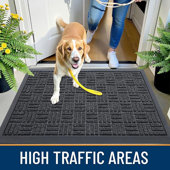 OLANLY Front Door Mat Outside Entrance 29.5x17, Heavy Duty Sturdy Natural